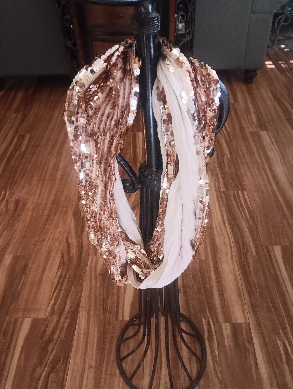 (61) Express Rose Gold Sequin Infinity Scarf